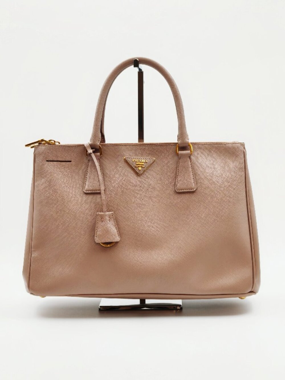 PRADA Galleria Saffiano Lux Leather Tote Bag Beige Nude Gold Hardware